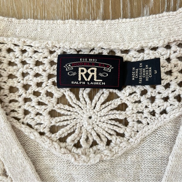 RRL Ralph Lauren Crochet-Paneled Cardigan - Picture 7 of 11